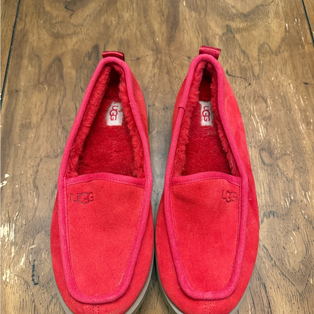 UGG Red Suede Slip-On Shoes
